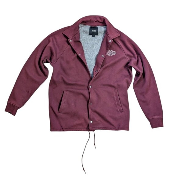 VANS Off The Wall TORREY FLEECE COACHES JACKET Large RARE BURGUNDY - Picture 1 of 6
